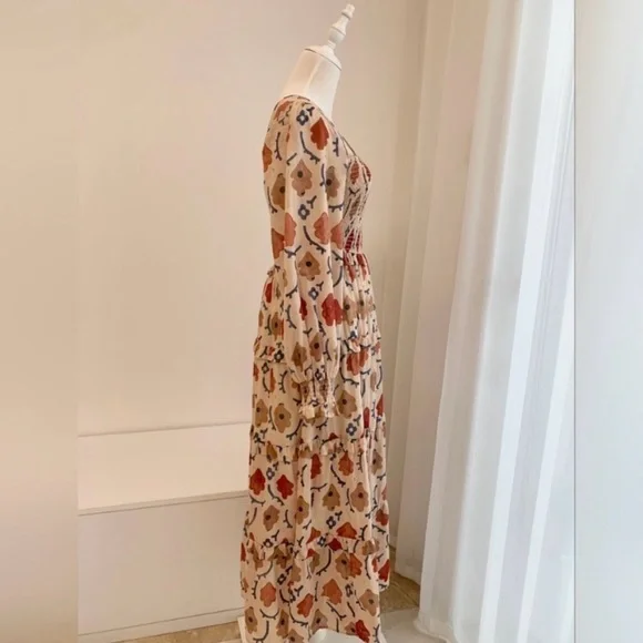 Christy Dawn Emerson Oak Leaf Floral Long Sleeve Dress Large Puff Sleeve - Picture 2 of 5